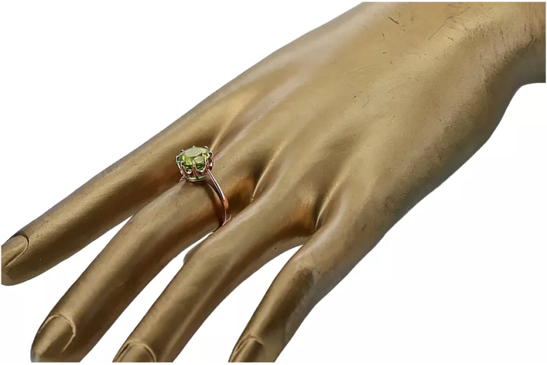 Vintage Handwerk Ring Gelber Peridot Originales Vintage-Roségold aus 14 Karat vrc157r